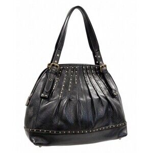 Vtg Kooba Black Studded Leather Jillian Hobo Shoulder Bag - Excellent Condition
